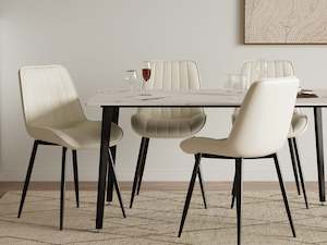 Amaia Dining Chair - Set of 4 - Beige + Black