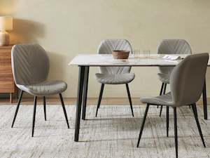 Margo Dining Chair - Set of 4 - Greyish Green + Black