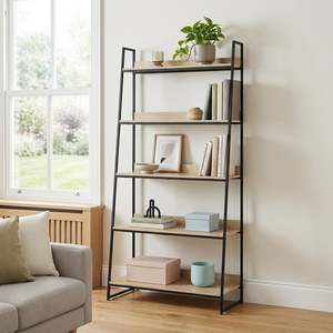 Preorder: Vanta 5 Tier Ladder Bookshelf - Oak