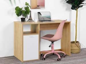 Makalu 100cm Computer Study Desk with Cabinet - Oak