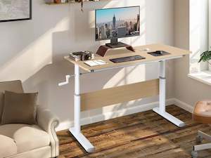 Lucas 100cm Manual Standing Desk - Maple + White