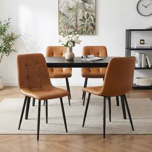 Homepage Sale 6: David PU Leather Dining Chair - Set of 4 - Orange