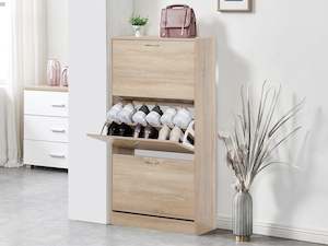 Shoe Cabinets: Matilda 3 Drawer Shoe Cabinet Storage Rack - Maple