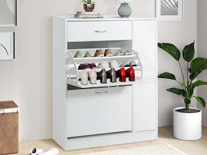 Shoe Cabinets: Kihona 3 Drawer Shoe Cabinet Storage Rack - White