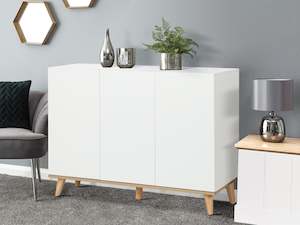 Hudson 3 Door Shoe Cabinet Storage Rack - White