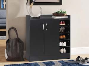 Maui 2 Door Shoe Cabinet Storage - Black