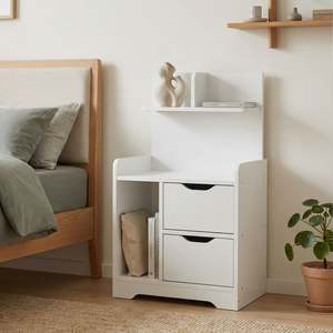 Block Promotion 4: Finn Bedside Table with Shelves - White