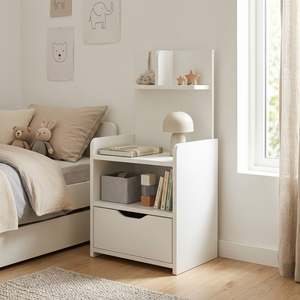 Block Promotion 4: Vivian Bedside Table with Shelves - White