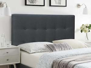 Bedheads: SUSAN KING SINGLE Fabric Upholstered Headboard - CHARCOAL