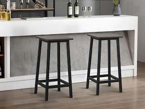 Bar Stools: Ian Metal Bar Stool - Rustic Brown + Black