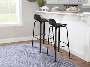 Bar Stools: Mia Bar Stool Metal Barstool - Set of 2 - Black