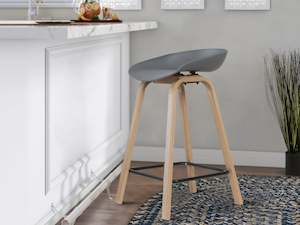 Bar Stools: Kai Bar Stool Metal Barstool 65cm - Grey