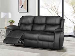 Sofa Sectionals: Wilson Manual 3 Seater Recliner Sofa - Black