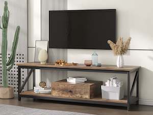 Entertainment Units: Atlas 1.4m Entertainment Unit with Drawer - Rustic Brown