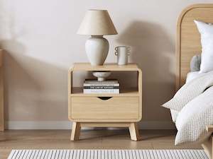 Bedside Tables: Fredy Bedside Table - Oak