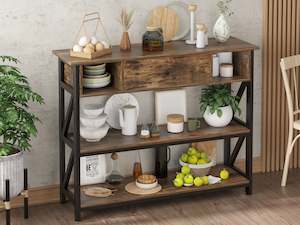 Console Tables: Atlas 1m Console Table with Drawer - Rustic Brown