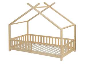 Single Bedframes: Minto Single Wooden House Bed Frame - Oak