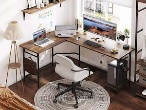 Desks: Niko Computer Corner Desk - Rustic Brown
