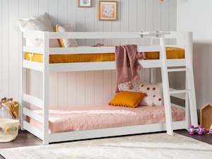 Kinga Single Wooden Bunk Bed Frame - White