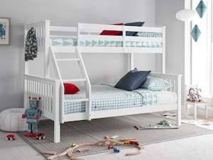 Single Bedframes: Dome Wooden Triple Bunk Bed - White
