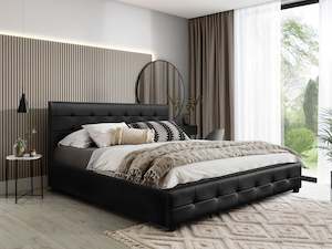 Augusta PU Slat Bed - Super King - Black