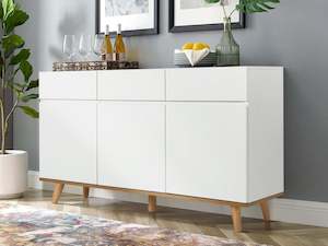 Sideboard: Hudson 1.35m Sideboard Buffet Table - White
