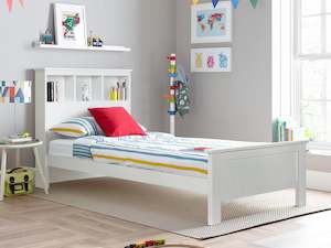 Single Bedframes: Jamie Single Wooden Bed Frame - White