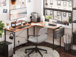 Homepage Sale 13: Felix Computer Corner Desk with Storage Bag - Rustic Brown