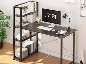 Kevin 120cm Computer Desk with Bookshelf - Black