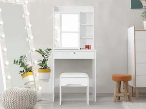 Dressing Tables: Cyclamen Dressing Table with Drawers Set 2pcs - White