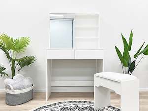Crocus Dressing Table With Drawers Set 2pcs - White