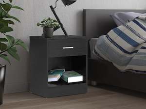 Bedside Tables: Clayton Bedside Table with 1 Drawer - Black