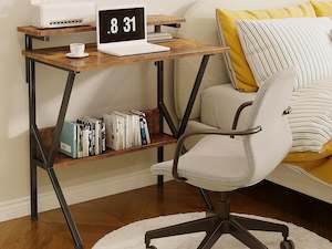 Parker Computer Desk with Adjustable Monitor Stand - Rustic Brown