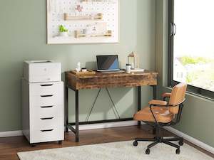Slideshow Sale 3: Brooks 100cm Computer Desk with 2 Drawers - Rustic Brown