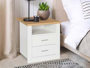 Bedside Tables: Mateo Wooden Bedside Table - White + Oak