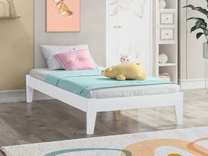 King Single Beds: Meri King Single Wooden Slat Bed Frame - White