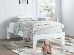 Single Bedframes: Meri Single Wooden Slat Bed Frame - White