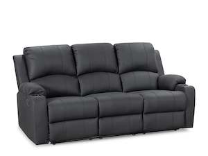 Marton Manual 3 Seater Recliner Sofa - Black