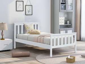 Single Bedframes: Andes Single Wooden Bed Frame - White
