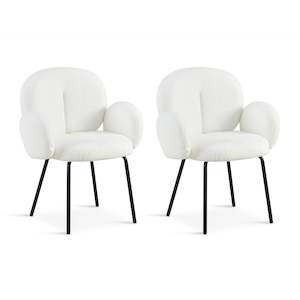 On Sale: Lennon Teddy Fabric Dining Chair - Set of 2 - White
