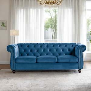 Emily Velvet 3 Seater Sofa - Dark Blue