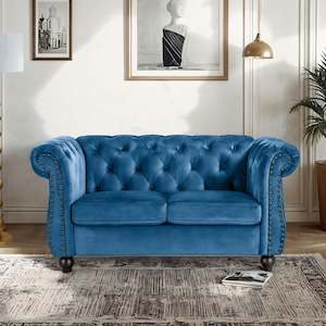 Block Promotion 1: Emily Velvet 2 Seater Sofa - Dark Blue