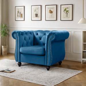 Emily Velvet  Occasional Chair - Dark Blue