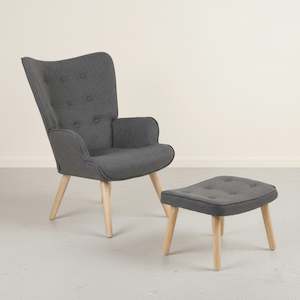 Olivia Armchair with Ottoman - Grey