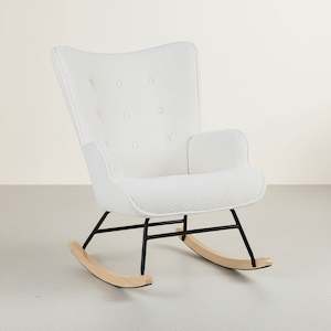 Block Promotion 1: Ava Boucle Rocking Armchair - White