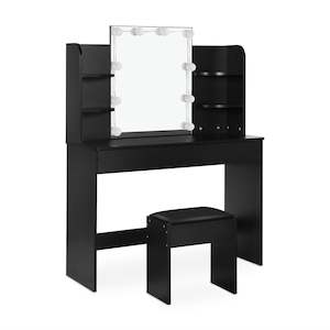 CELOSIA 2 Piece Dressing Table with Mirror & Stool Set - Black