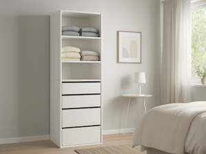 DELTA 4 Drawer & 3 Shelf Wardrobe - White