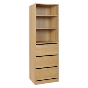 Block Promotion 2: PAYETTE 3 Drawer & Shelf Wardrobe - OAK