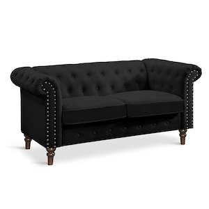 Instock: Chesley Velvet 2 Seater Sofa - Black