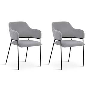 Sadie Fabric Dining Chair - Set of 2 - Light Grey
